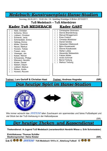 Ausgabe 6/2011 - Tus Medebach 1919 e.V.