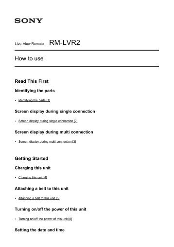 Sony RM-LVR2 - RM-LVR2 Manuel d'aide Anglais