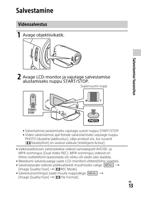 Sony HDR-CX405 - HDR-CX405 Consignes d&rsquo;utilisation Estonien