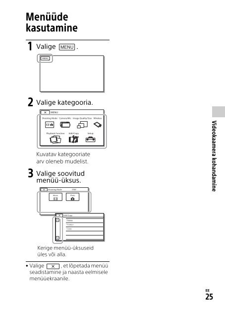 Sony HDR-CX405 - HDR-CX405 Consignes d&rsquo;utilisation Estonien