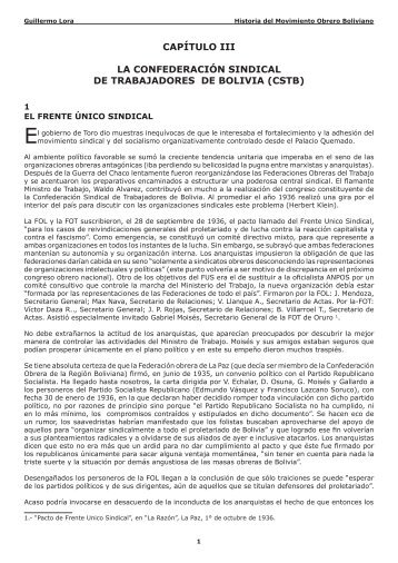 La Confederación Sindical de trabajadores de Bolivia