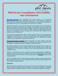 Phil Devin Consultants: Een traditie van vertrouwen