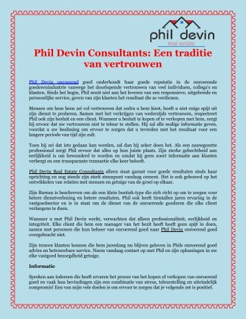 Phil Devin Consultants: Een traditie van vertrouwen