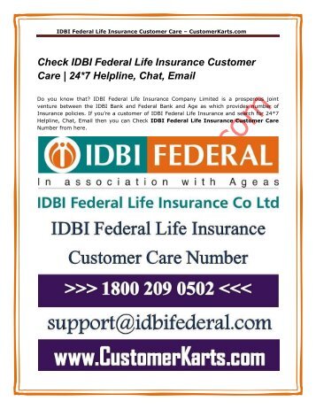IDBI Federal Life  Insurance Customer Care