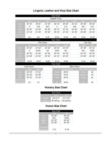 Elegant Moments Size Chart 