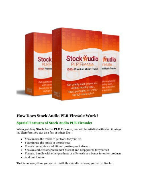 Stock Audio PLR Firesale reviews and Bonuses - Stock Audio PLR Firesale