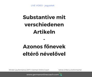 LIVE Video különböző névelőjű főnevek