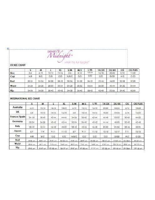 Seven Til Midnight size chart 