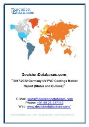  Germany UV PVD Coatings Market Manufactures and Key Statistics Analysis 2017