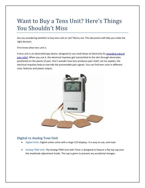 Want to Buy a Tens Unit? Here's Things You Shouldn't Miss