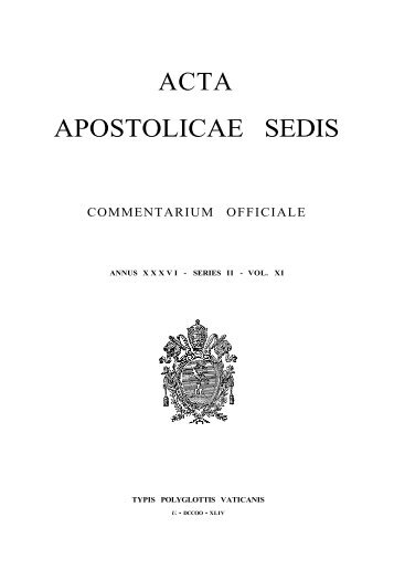 ACTA APOSTOLICAE SEDIS - La Santa Sede