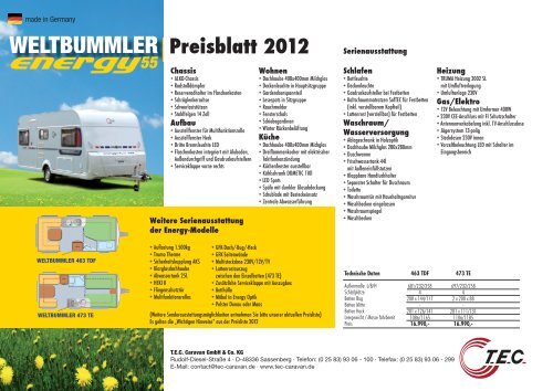Preisblatt 2012 - TEC Caravans