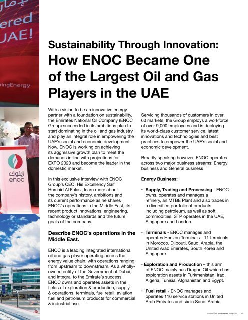 Oil & Gas Leaders Magazine: Sustainability Through Innovation in UAE's Oil and Gas Industry