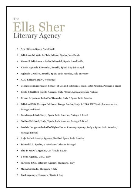 The Ella Sher Literary Agency