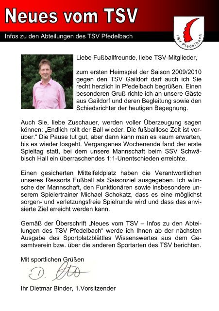 TSV Pfedelbach gegen TSV Gaildorf