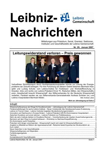 Leitungswiderstand verloren – Preis gewonnen - Leibniz-Institut für ...