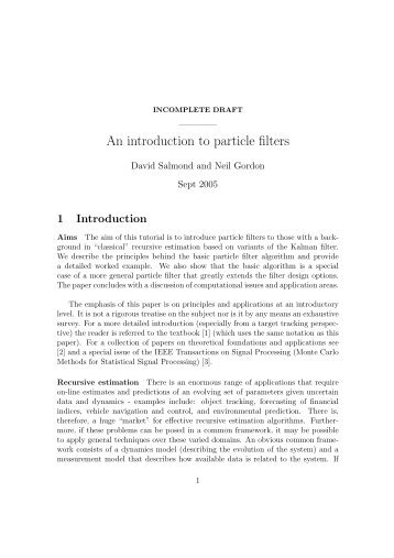 2005 Salmond & Gorton - An Introduction to Particle Filters (incomplete draft)