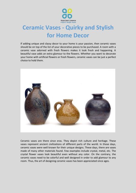 Ceramic Vases - Quirky and Stylish for Home Decor