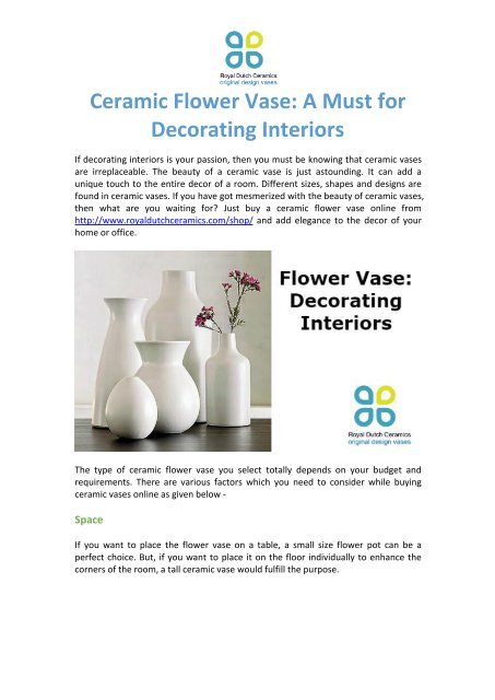 Ceramic Flower Vase A Must for Decorating Interiors