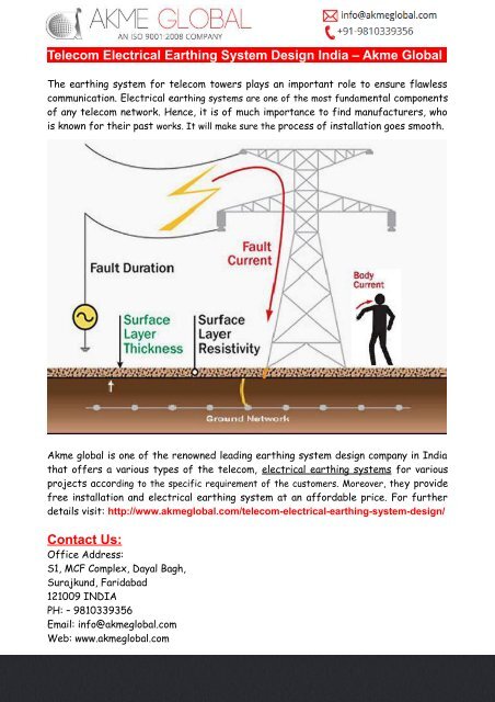 Telecom Electrical Earthing System Design India – Akme Global