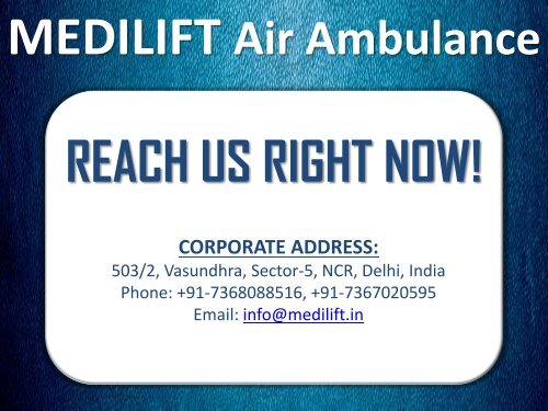 Get the Benefit of Hi-tech Air Ambulance from Allahabad by Medilift