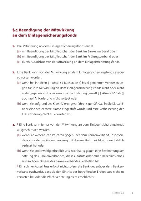 Statut des Einlagensicherungsfonds