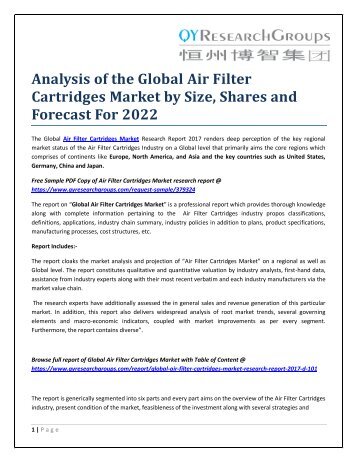 Analysis of the Global Air Filter Cartridges Market