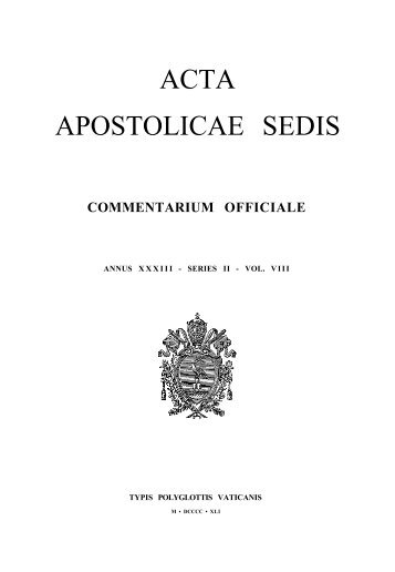 AAS 33 [1941] - La Santa Sede