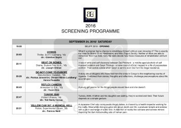 BELIFF 2016 Screening Programme