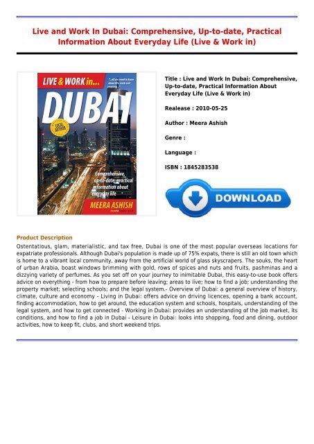 Downloads E-Book Live and Work In Dubai  Comprehensive Up-to-date Practical Information About Everyday Life Live  Full Online