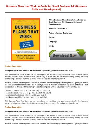 Read Online E-Book Business Plans that Work  A Guide for Small Business 2 E Business Skills and Development Online Free