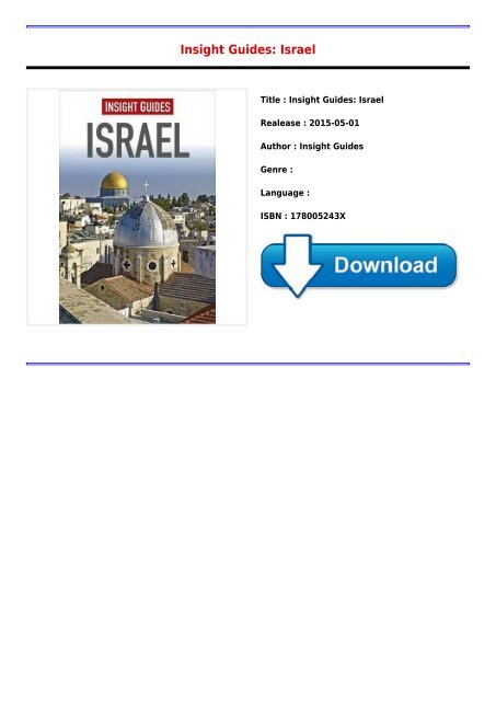 Download For Free E-Book Insight Guides  Israel Popular Books