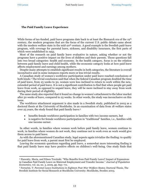 Welfare State Paper 1 Paid Family Leave copy