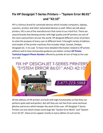 Fix HP Designjet T-Series Printers  System Errors