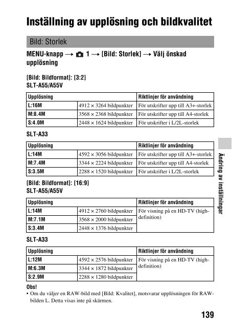 Sony SLT-A55VL - SLT-A55VL Istruzioni per l'uso Svedese