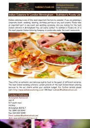 Indian Caterers In London Birmingham – Sukhdev's Foods Ltd.