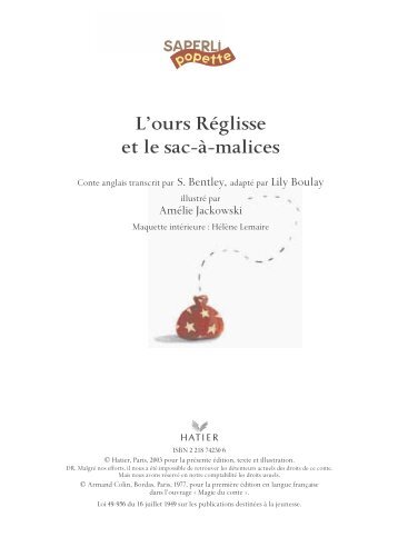 L'Ours Réglisse et le Sac-à-malices - Hachette