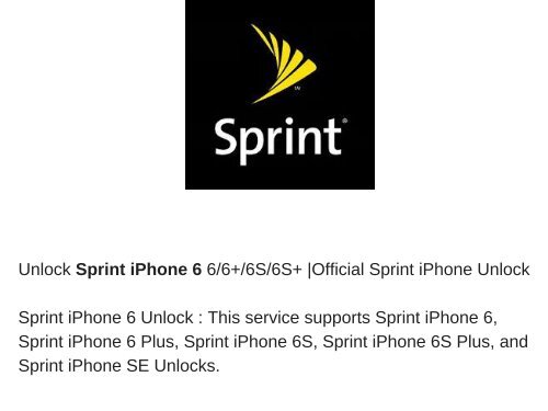 How to unlock Sprint iPhone 6 Sprint