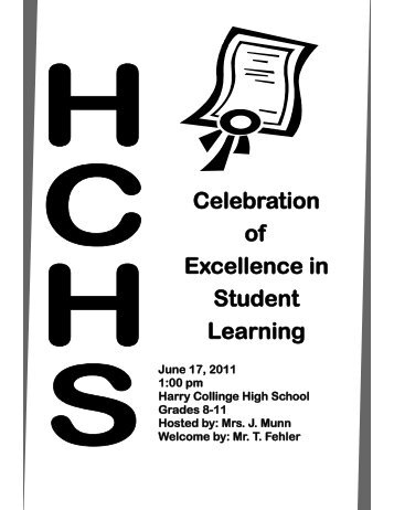 2011 Awards Program - Harry Collinge High School