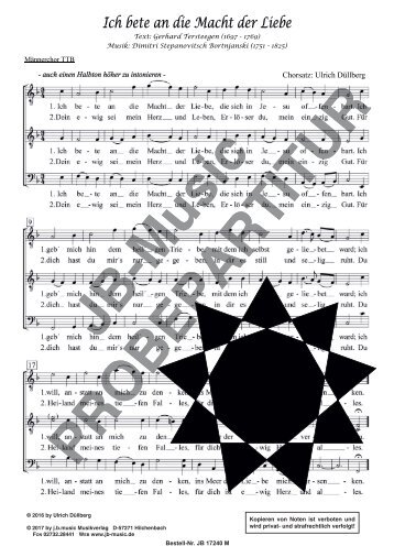 Ich bete an die Macht der Liebe (für Männerchor TTB u. TBB)