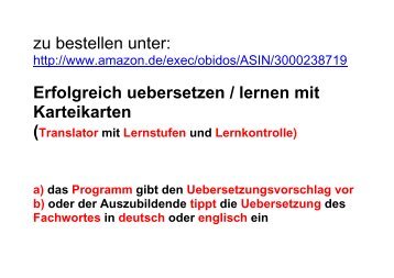 Karteikarten-software: Bedienungsanleitung zu deutsch-englisch Lernkarten-Woerterbuch EDV Elektronik Mechatronik