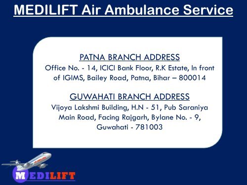 Medilift Air Ambulance from Raipur at Economical Cost