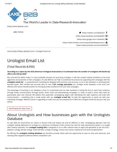 Urologists Email List from Lake B2B