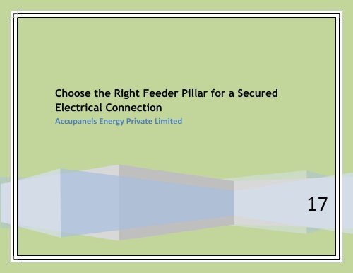 Choose The Right Feeder Pillars For A Secured Electrical Connection
