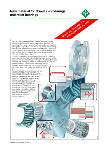 New material for drawn cup bearings and roller bearings