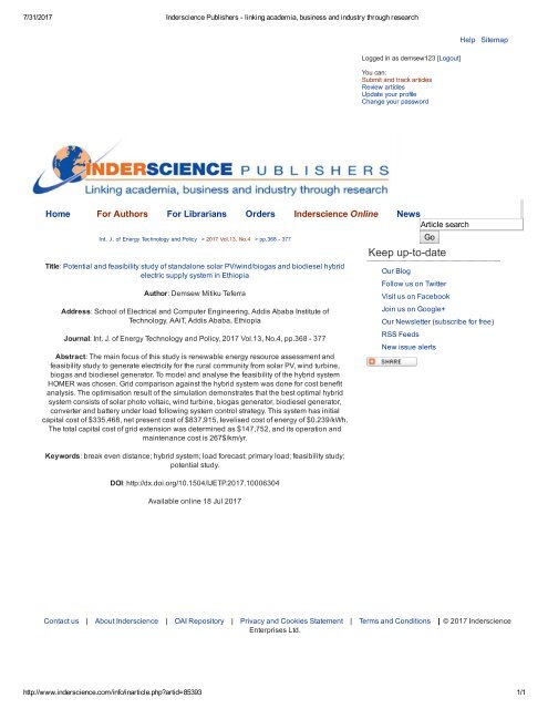 Inderscience Publishers - linking acade..