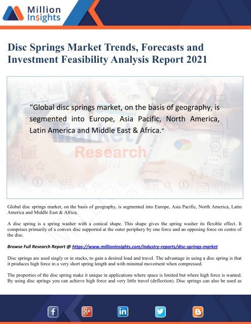 Disc Springs Market Trends, Forecasts and Investment Feasibility Analysis Report 2021