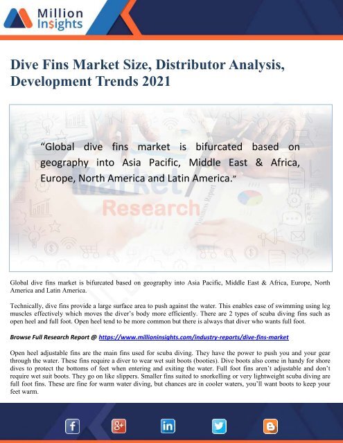 Dive Fins Market Size, Distributor Analysis, Development Trends 2021