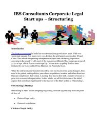 IBS Consultants Corporate Legal Start ups – Structuring