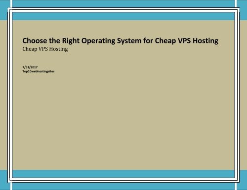 Choose The Right Operating System For Cheap Vps Hosting Images, Photos, Reviews